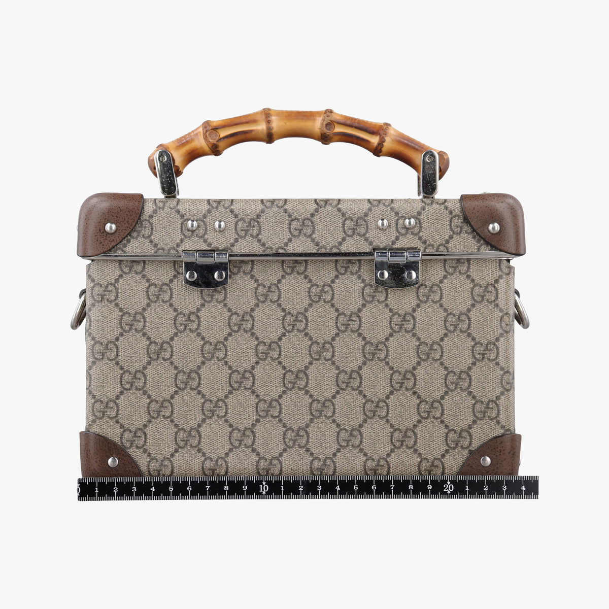 Pre-owned Gucci Bamboo Vanity Case Beige x Brown PVC coated canvas 588351 handbag | stylenewstar