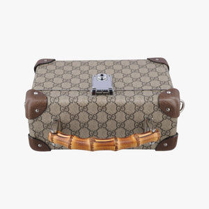 Pre-owned Gucci Bamboo Vanity Case Beige x Brown PVC coated canvas 588351 handbag | stylenewstar