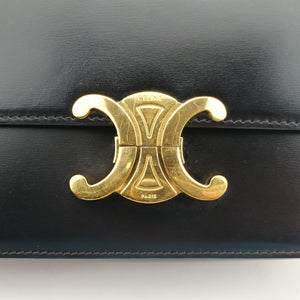 Pre-owned Celine Teen Triomphe Black Leather  shoulderbag | stylenewstar