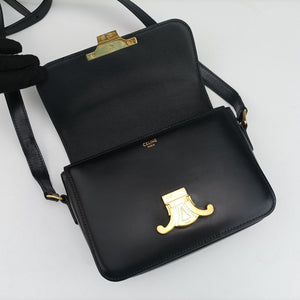 Pre-owned Celine Teen Triomphe Black Leather  shoulderbag | stylenewstar