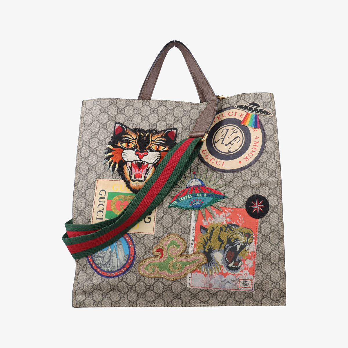 Pre-owned Gucci GG Supreme Courrier beige×Multicolour PVC coated canvas 474084 shoulderbag | stylenewstar