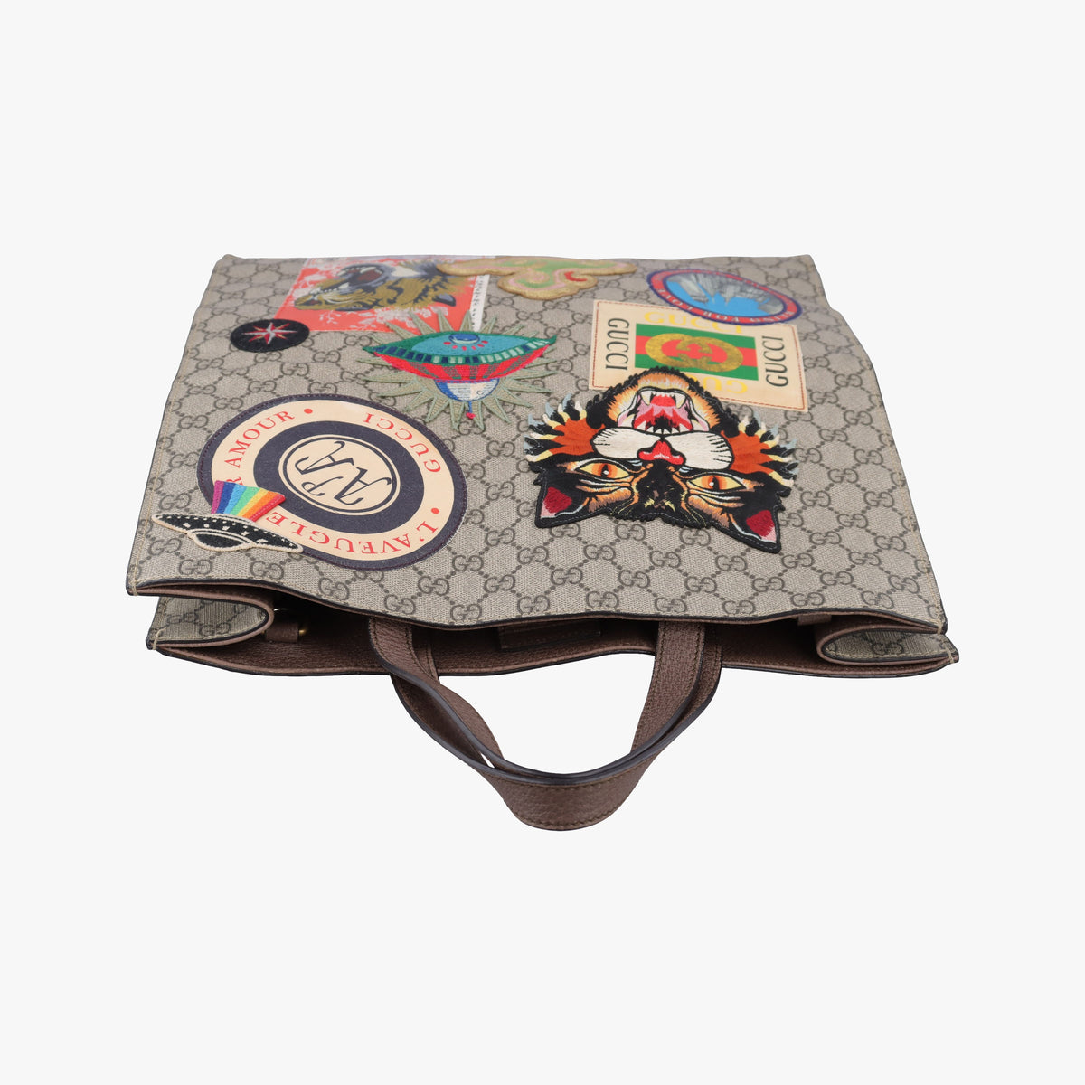 Pre-owned Gucci GG Supreme Courrier beige×Multicolour PVC coated canvas 474084 shoulderbag | stylenewstar