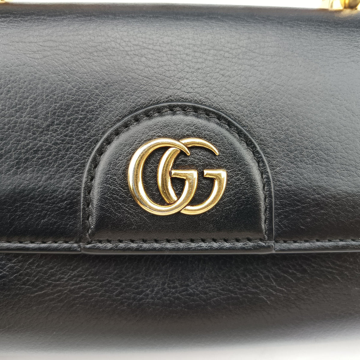 Pre-owned Gucci Bamboo Diana Black Leather 675795 shoulderbag | stylenewstar