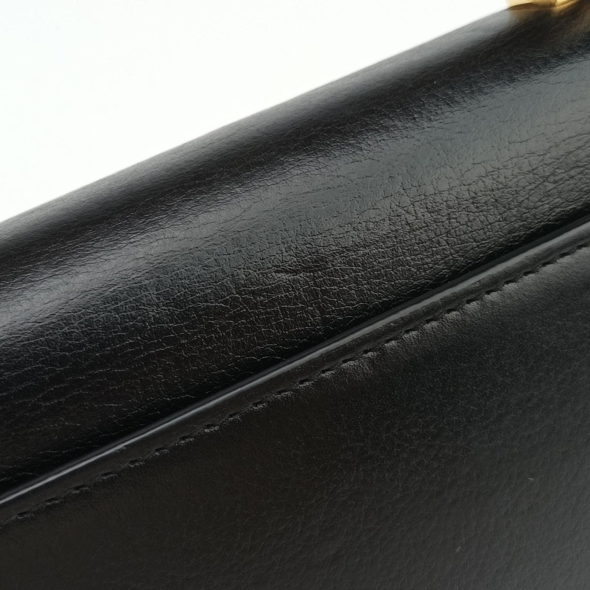Pre-owned Gucci Bamboo Diana Black Leather 675795 shoulderbag | stylenewstar