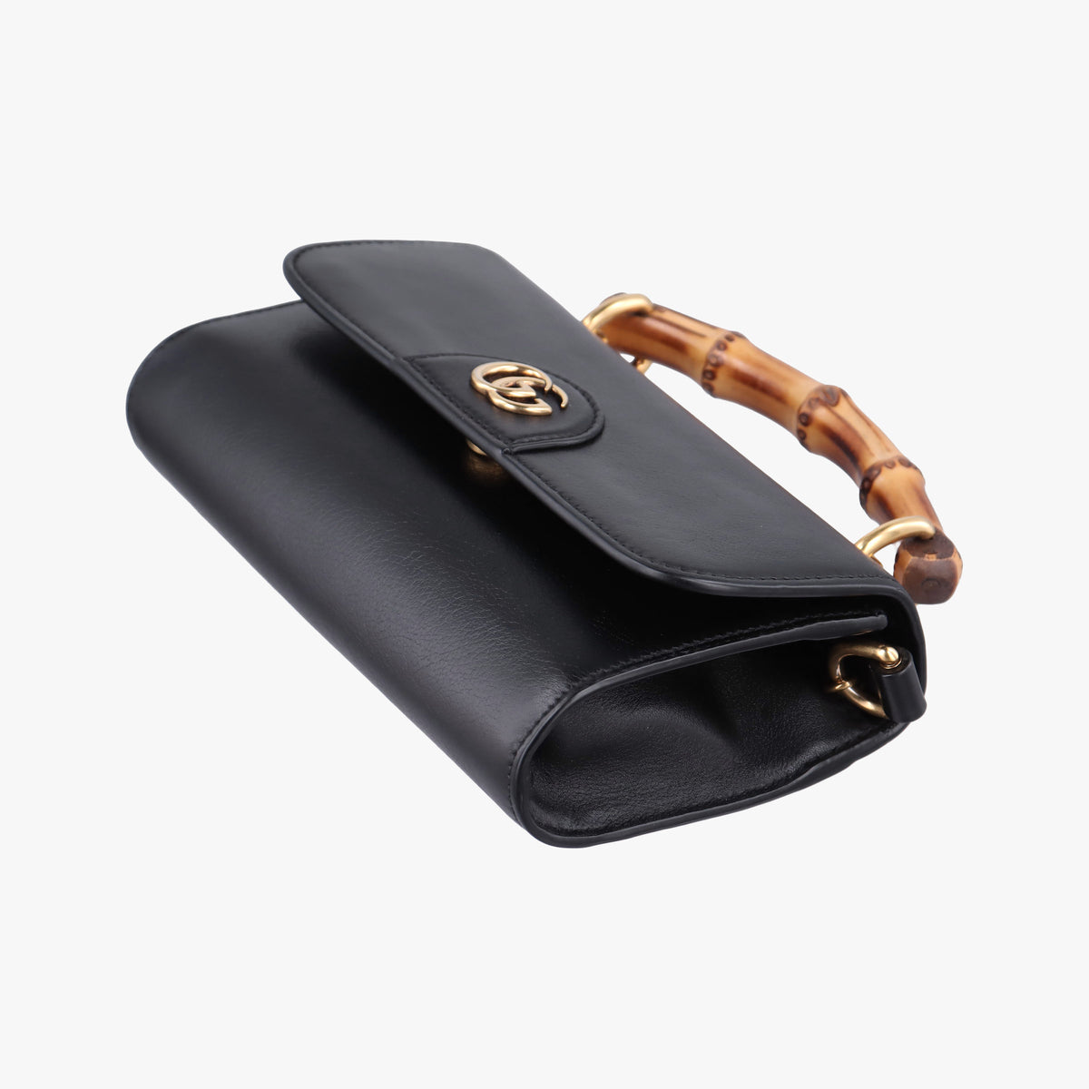 Pre-owned Gucci Bamboo Diana Black Leather 675795 shoulderbag | stylenewstar