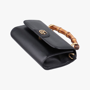 Pre-owned Gucci Bamboo Diana Black Leather 675795 shoulderbag | stylenewstar