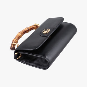 Pre-owned Gucci Bamboo Diana Black Leather 675795 shoulderbag | stylenewstar
