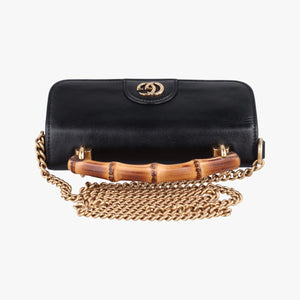 Pre-owned Gucci Bamboo Diana Black Leather 675795 shoulderbag | stylenewstar