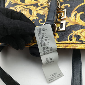 Pre-owned VERSACE Barocco Print Black×Yellow Leather  shoulderbag | stylenewstar