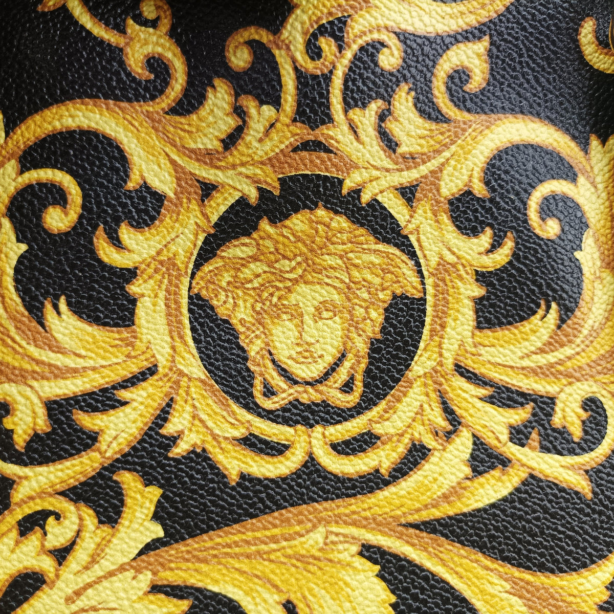 Pre-owned VERSACE Barocco Print Black×Yellow Leather  shoulderbag | stylenewstar