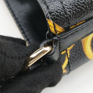 Pre-owned VERSACE Barocco Print Black×Yellow Leather  shoulderbag | stylenewstar