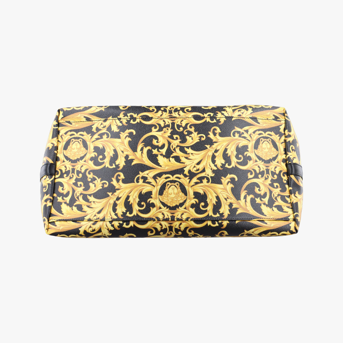 Pre-owned VERSACE Barocco Print Black×Yellow Leather  shoulderbag | stylenewstar