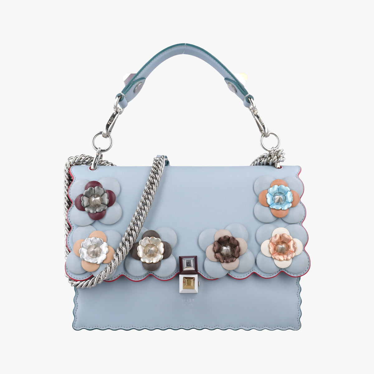 Pre-owned Fendi Kan I Blue×Multicolor Leather 8BT283 shoulderbag | stylenewstar