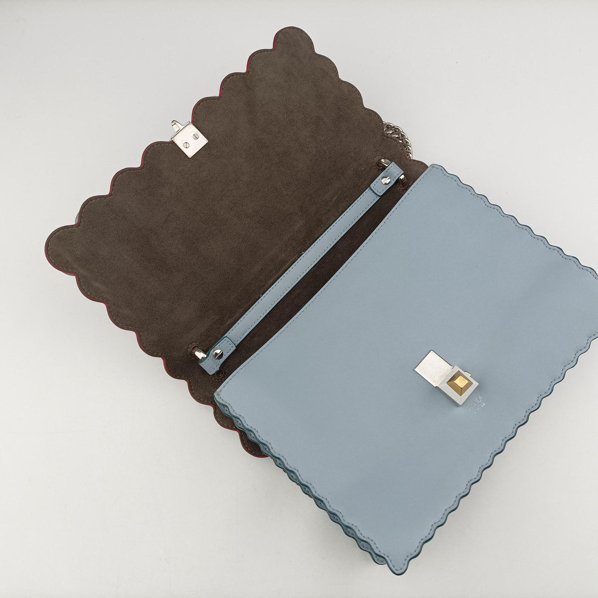 Pre-owned Fendi Kan I Blue×Multicolor Leather 8BT283 shoulderbag | stylenewstar