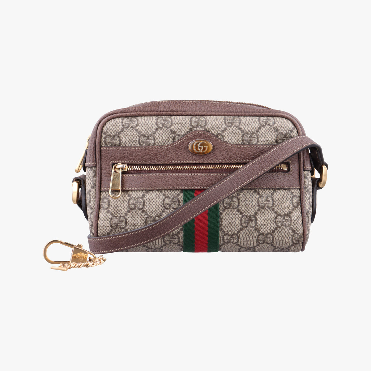 Pre-owned Gucci OPHIDIA Brown×red×green PVC coated canvas 517350 shoulderbag | stylenewstar