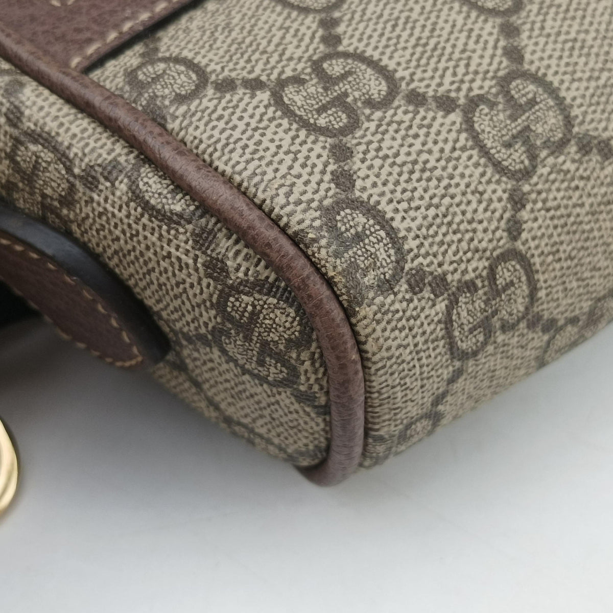 Pre-owned Gucci OPHIDIA Brown×red×green PVC coated canvas 517350 shoulderbag | stylenewstar