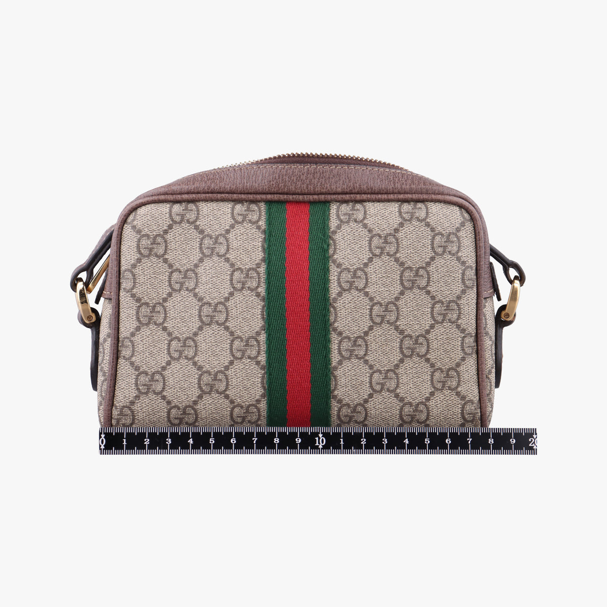 Pre-owned Gucci OPHIDIA Brown×red×green PVC coated canvas 517350 shoulderbag | stylenewstar