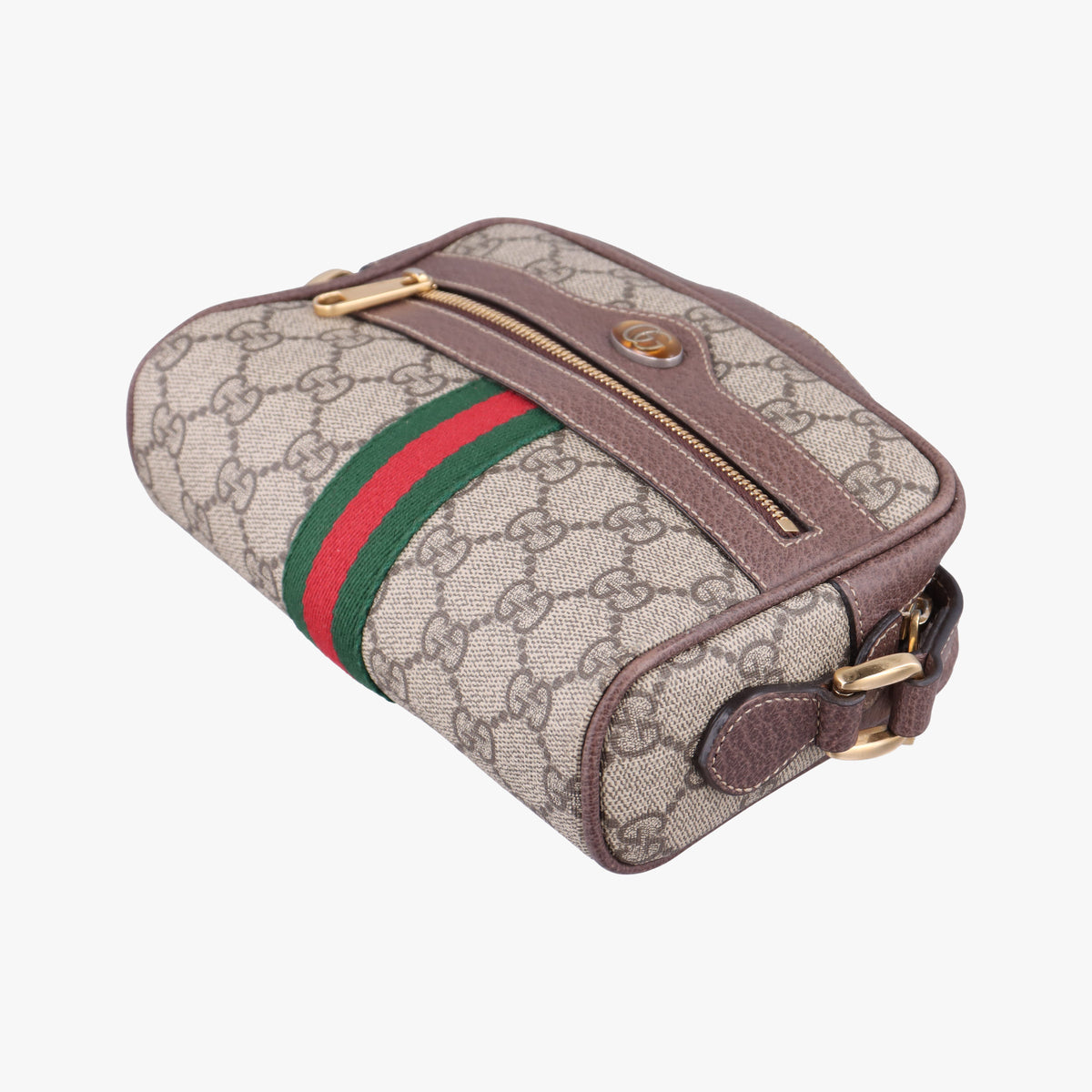 Pre-owned Gucci OPHIDIA Brown×red×green PVC coated canvas 517350 shoulderbag | stylenewstar
