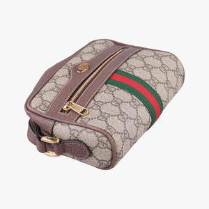 Pre-owned Gucci OPHIDIA Brown×red×green PVC coated canvas 517350 shoulderbag | stylenewstar