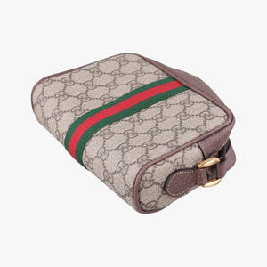 Pre-owned Gucci OPHIDIA Brown×red×green PVC coated canvas 517350 shoulderbag | stylenewstar