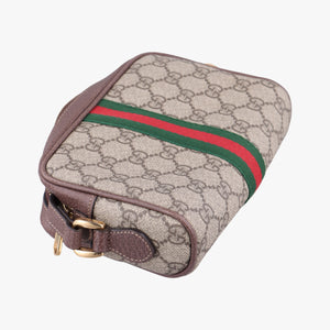Pre-owned Gucci OPHIDIA Brown×red×green PVC coated canvas 517350 shoulderbag | stylenewstar