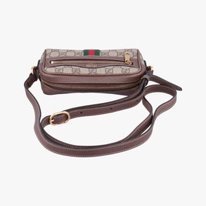 Pre-owned Gucci OPHIDIA Brown×red×green PVC coated canvas 517350 shoulderbag | stylenewstar