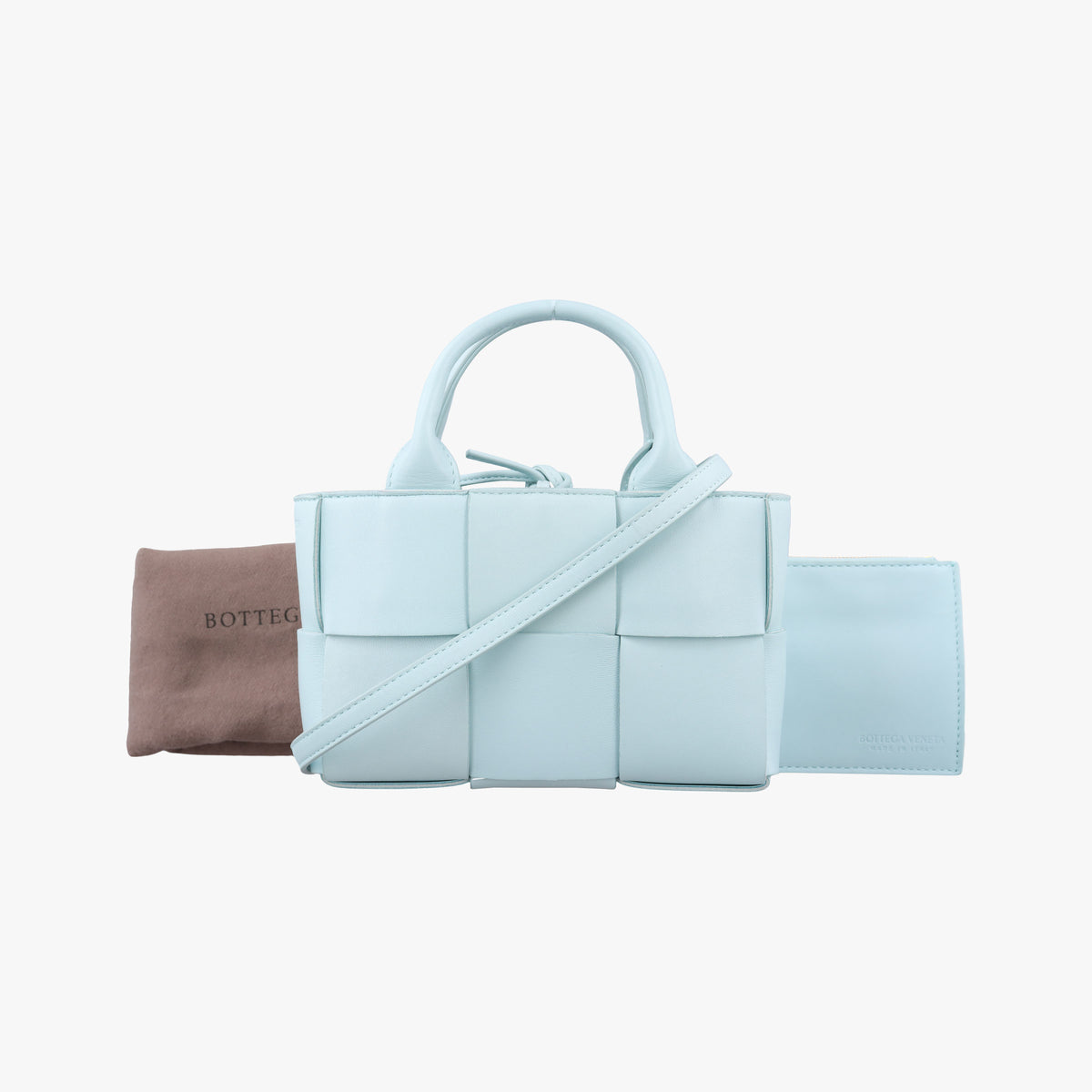 Pre-owned Bottega Veneta THE ARCO Tote Blue lambskin  shoulderbag | stylenewstar