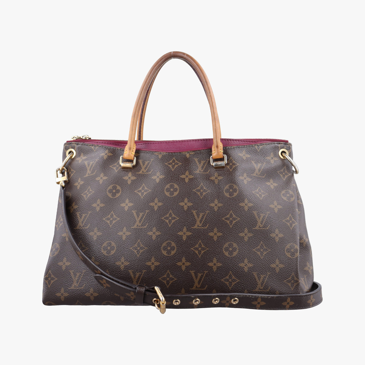 Pre-owned Louis Vuitton PALLAS brown×Bordeaux Monogram Canvas×calf leather M40906 shoulderbag | stylenewstar