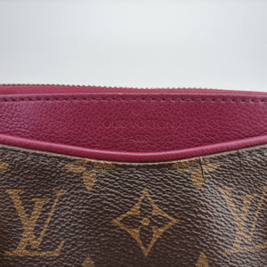 Pre-owned Louis Vuitton PALLAS brown×Bordeaux Monogram Canvas×calf leather M40906 shoulderbag | stylenewstar