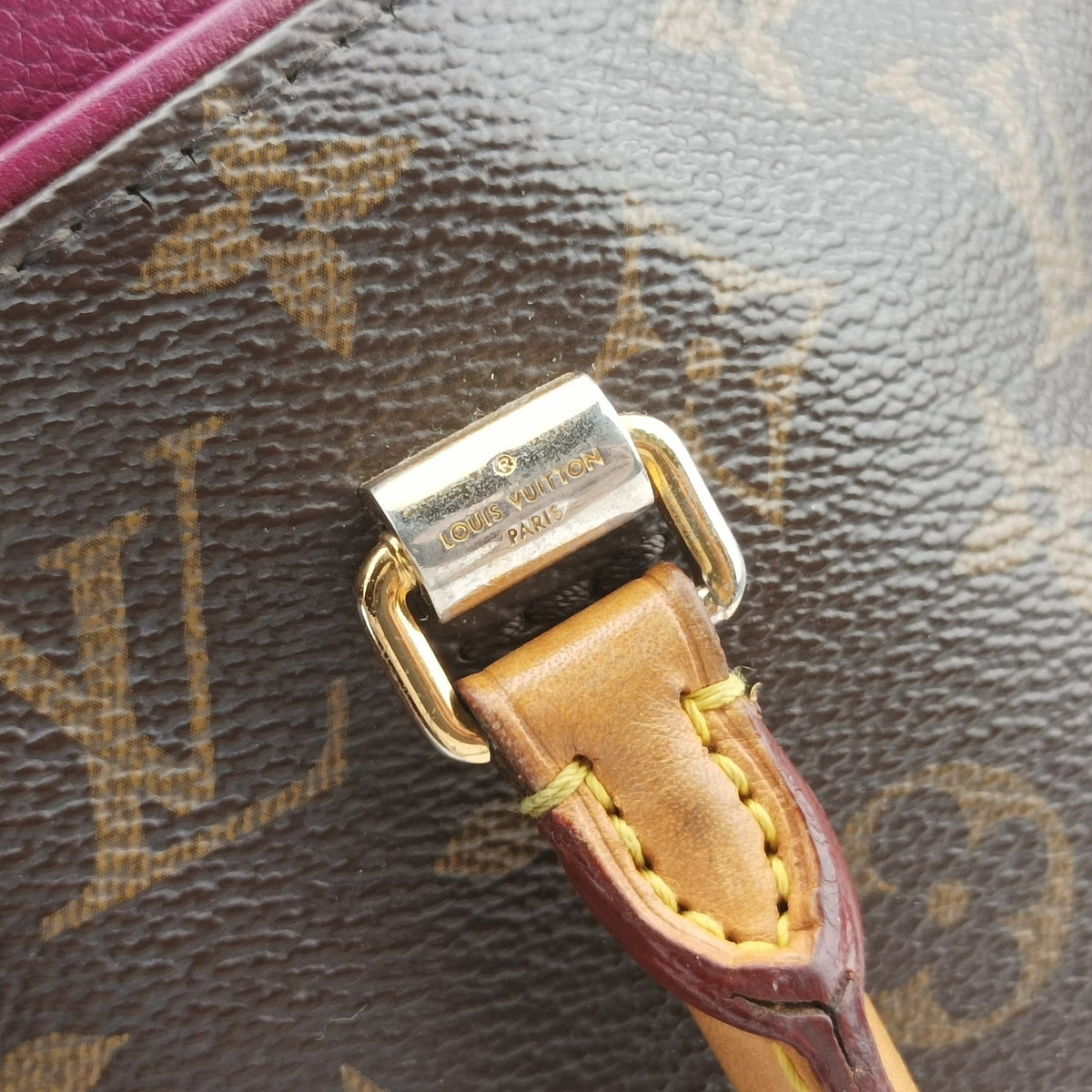 Pre-owned Louis Vuitton PALLAS brown×Bordeaux Monogram Canvas×calf leather M40906 shoulderbag | stylenewstar