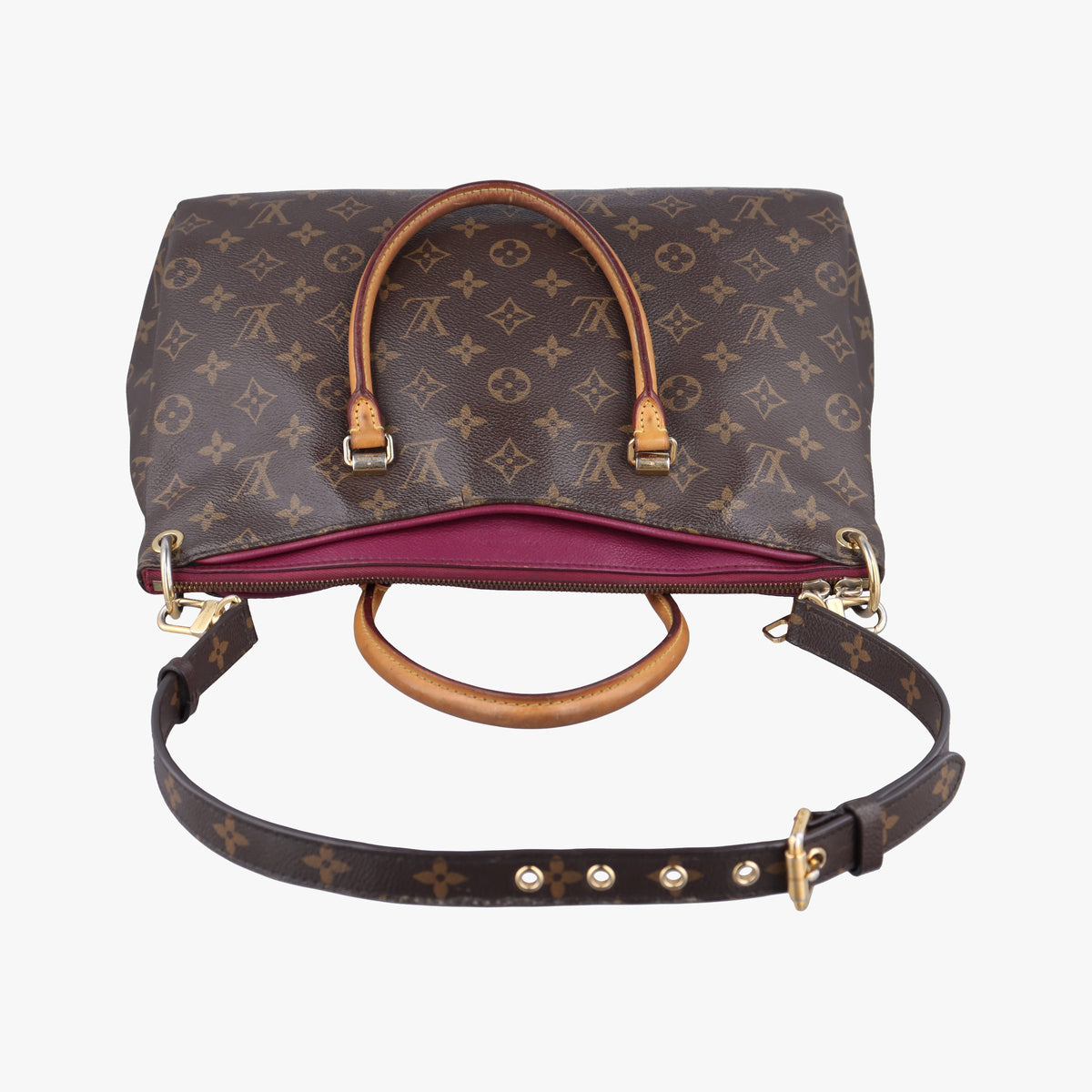 Pre-owned Louis Vuitton PALLAS brown×Bordeaux Monogram Canvas×calf leather M40906 shoulderbag | stylenewstar