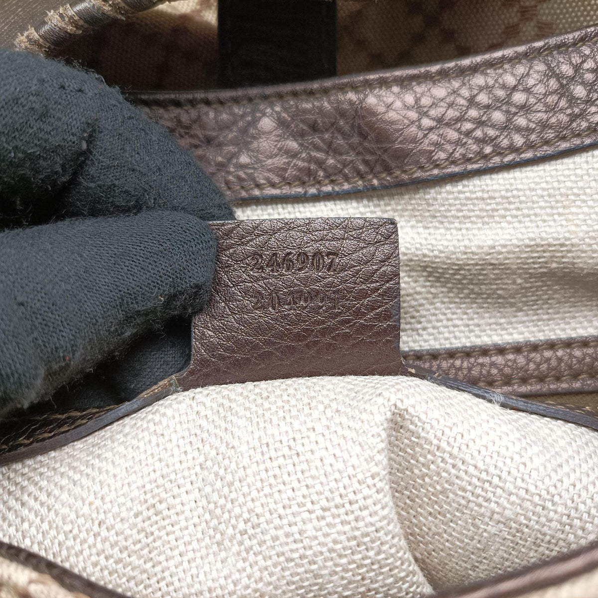Pre-owned Gucci New Jackie Beige×Brown canvas×leather 246907 shoulderbag | stylenewstar