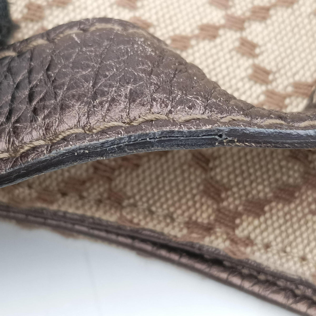 Pre-owned Gucci New Jackie Beige×Brown canvas×leather 246907 shoulderbag | stylenewstar
