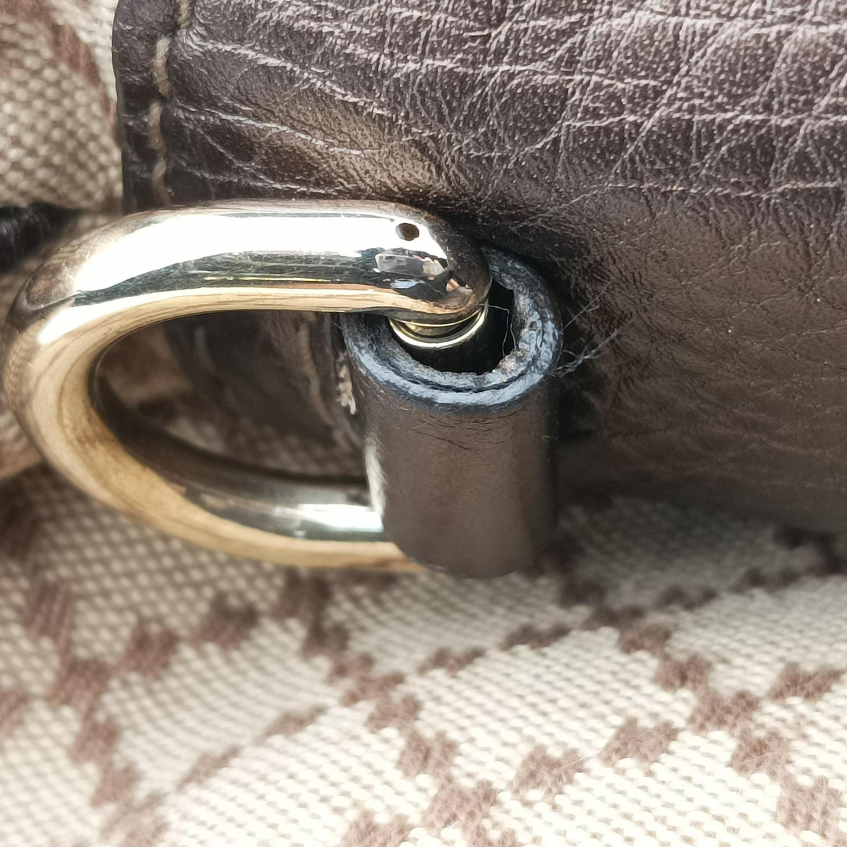 Pre-owned Gucci New Jackie Beige×Brown canvas×leather 246907 shoulderbag | stylenewstar