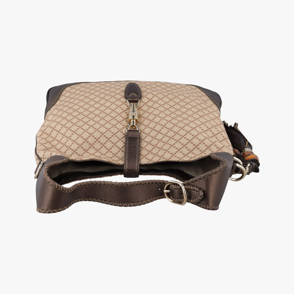 Pre-owned Gucci New Jackie Beige×Brown canvas×leather 246907 shoulderbag | stylenewstar
