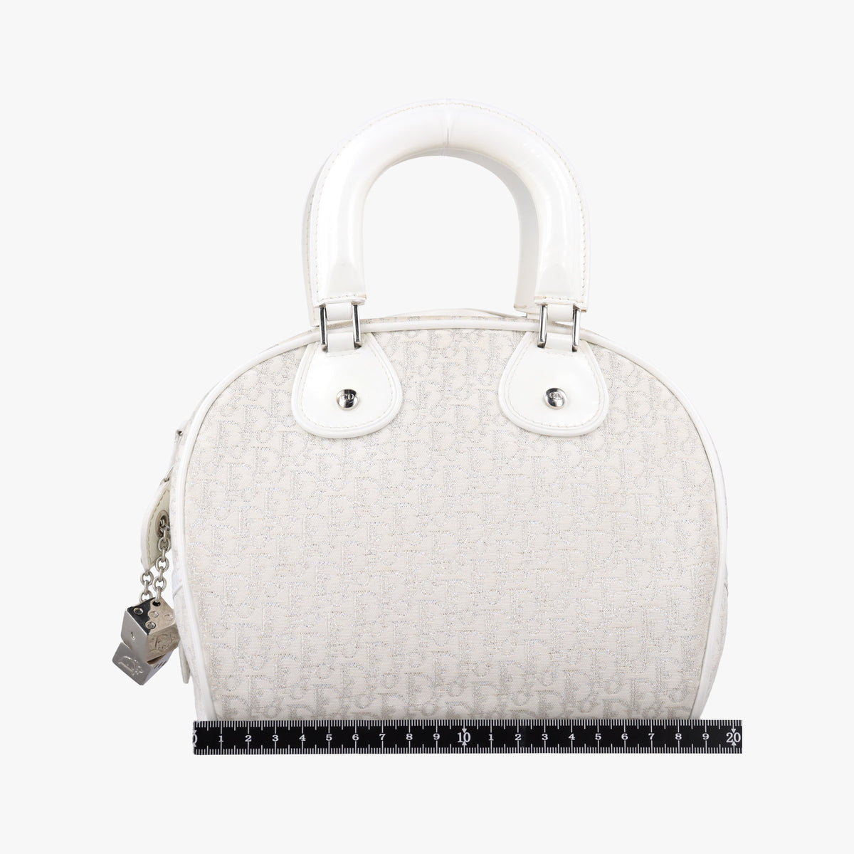 Pre-owned Christian Dior Gambler Dice Tortter White canvas  handbag | stylenewstar