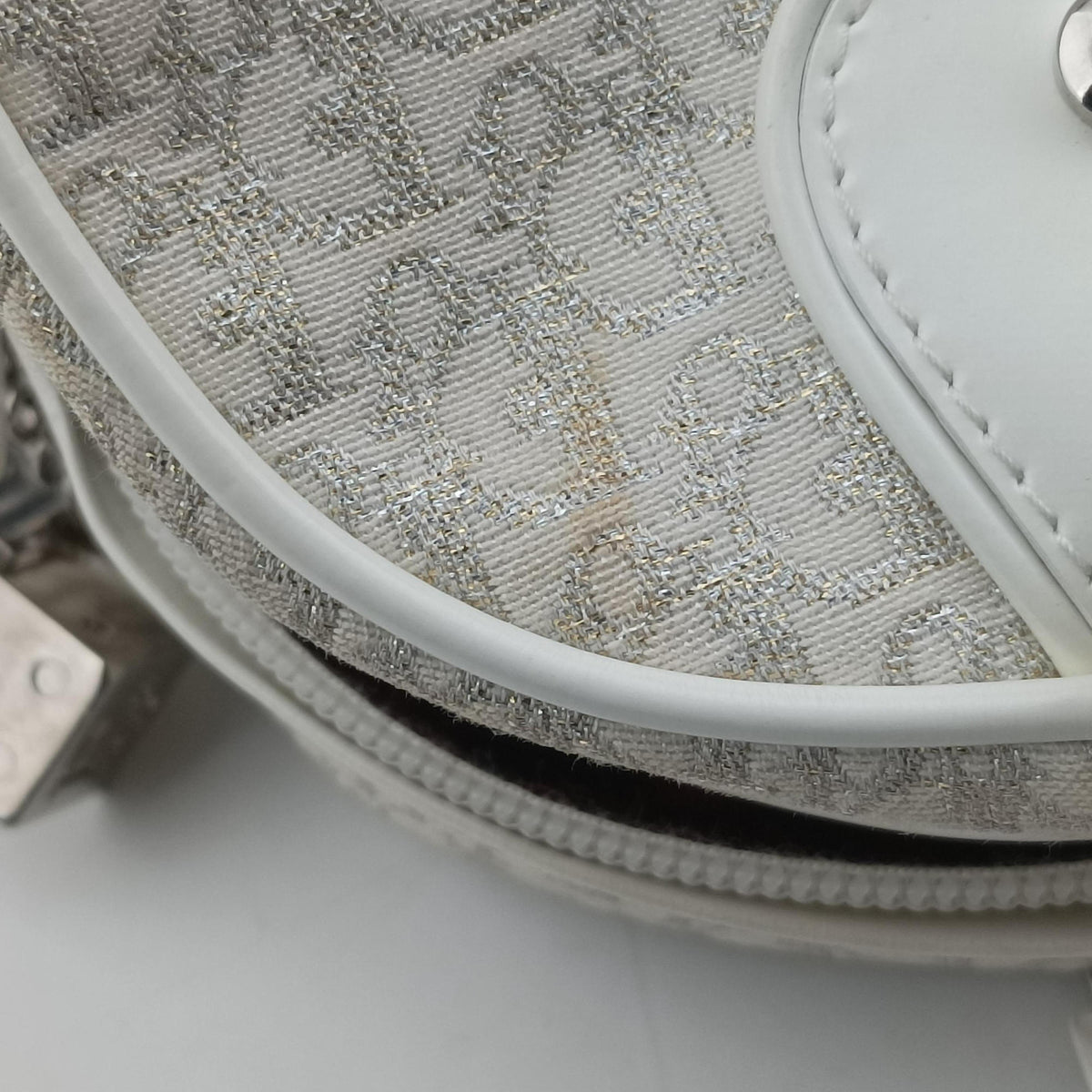 Pre-owned Christian Dior Gambler Dice Tortter White canvas  handbag | stylenewstar
