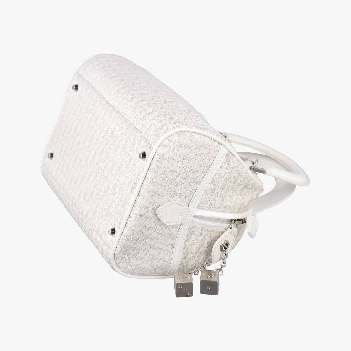 Pre-owned Christian Dior Gambler Dice Tortter White canvas  handbag | stylenewstar