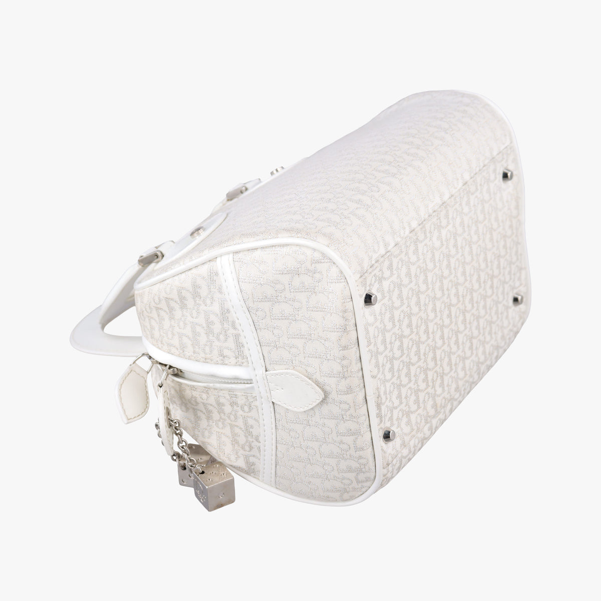 Pre-owned Christian Dior Gambler Dice Tortter White canvas  handbag | stylenewstar