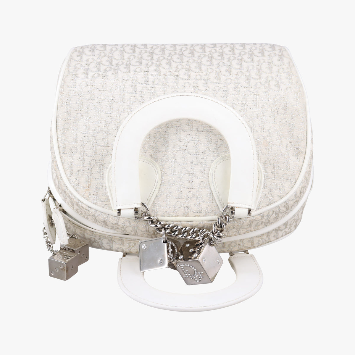Pre-owned Christian Dior Gambler Dice Tortter White canvas  handbag | stylenewstar