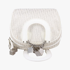 Pre-owned Christian Dior Gambler Dice Tortter White canvas  handbag | stylenewstar