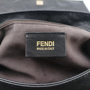 Pre-owned Fendi Mia Flap Black Leather 8BR614 shoulderbag | stylenewstar