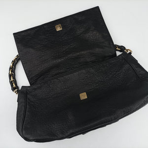 Pre-owned Fendi Mia Flap Black Leather 8BR614 shoulderbag | stylenewstar