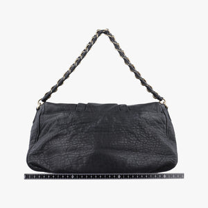 Pre-owned Fendi Mia Flap Black Leather 8BR614 shoulderbag | stylenewstar