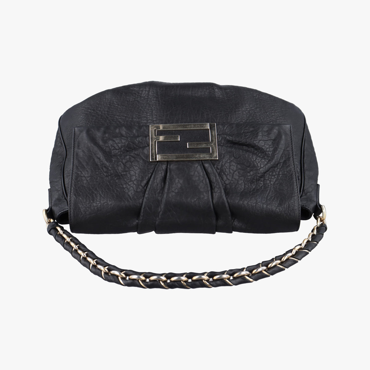 Pre-owned Fendi Mia Flap Black Leather 8BR614 shoulderbag | stylenewstar