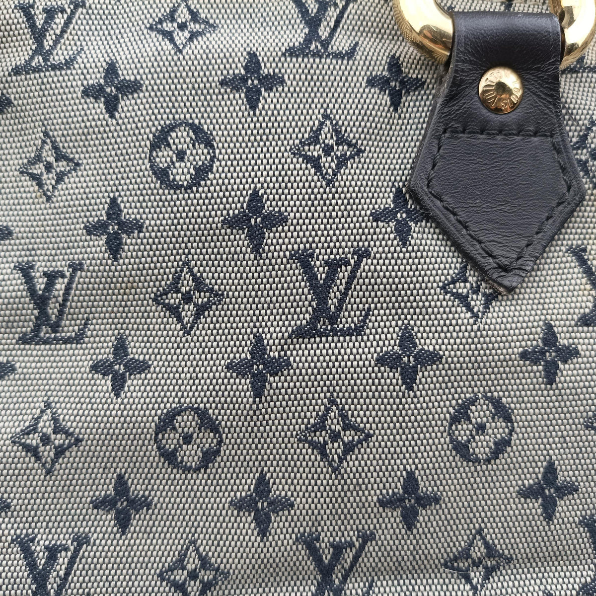 Pre-owned Louis Vuitton Monogram Mini Alma Long Navy × Gray Canvas × Leather M92303 handbag | stylenewstar