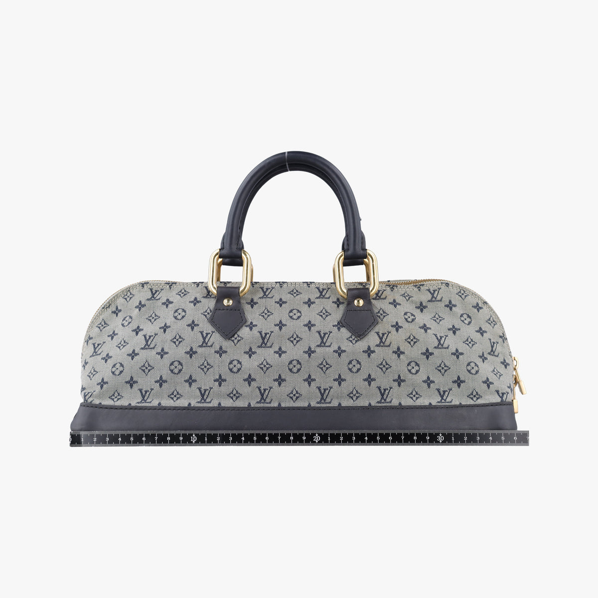 Pre-owned Louis Vuitton Monogram Mini Alma Long Navy × Gray Canvas × Leather M92303 handbag | stylenewstar
