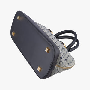 Pre-owned Louis Vuitton Monogram Mini Alma Long Navy × Gray Canvas × Leather M92303 handbag | stylenewstar