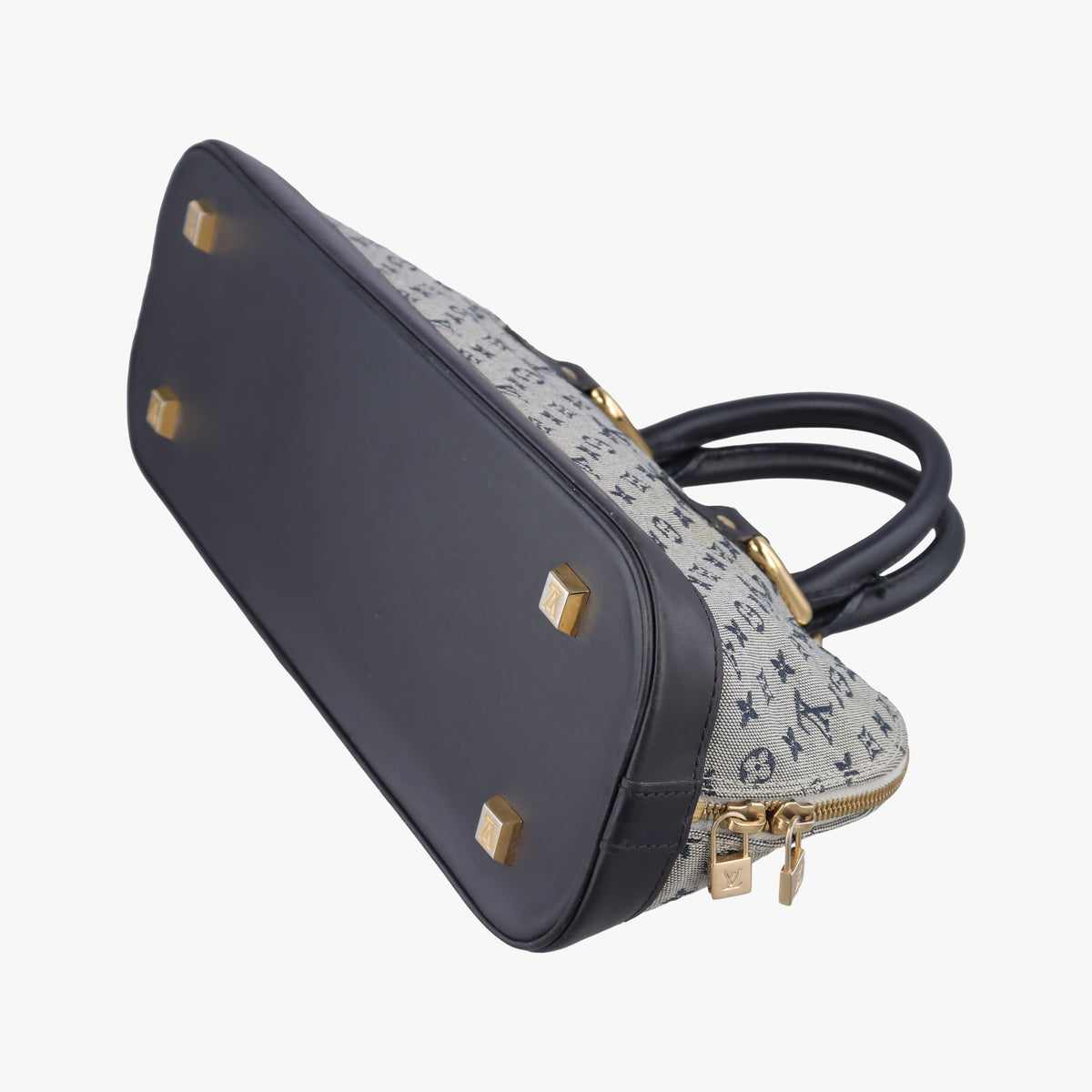 Pre-owned Louis Vuitton Monogram Mini Alma Long Navy × Gray Canvas × Leather M92303 handbag | stylenewstar