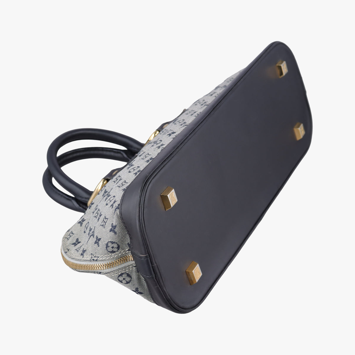 Pre-owned Louis Vuitton Monogram Mini Alma Long Navy × Gray Canvas × Leather M92303 handbag | stylenewstar